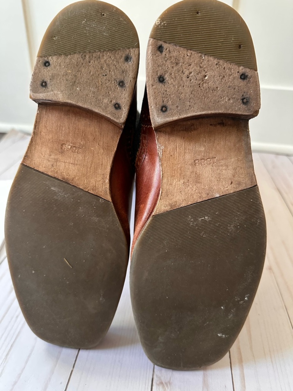 Wolverine Tall, Two-Tone, Brown Leather, and Grey Wool Riding Boots, Women’s 9 - Picture 10 of 14